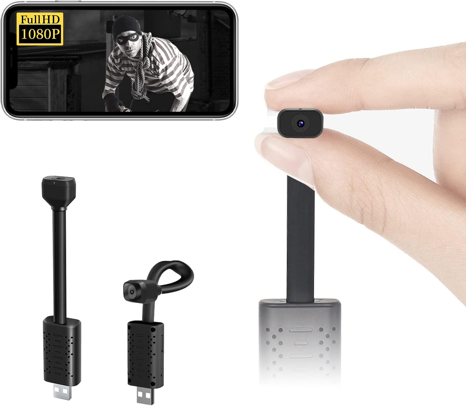 Cámara inalámbrica USB más pequeña, cámara de seguridad WiFi HD1080P para exterioresinteriores, cámara USB portátil, monitor de bebé con visión