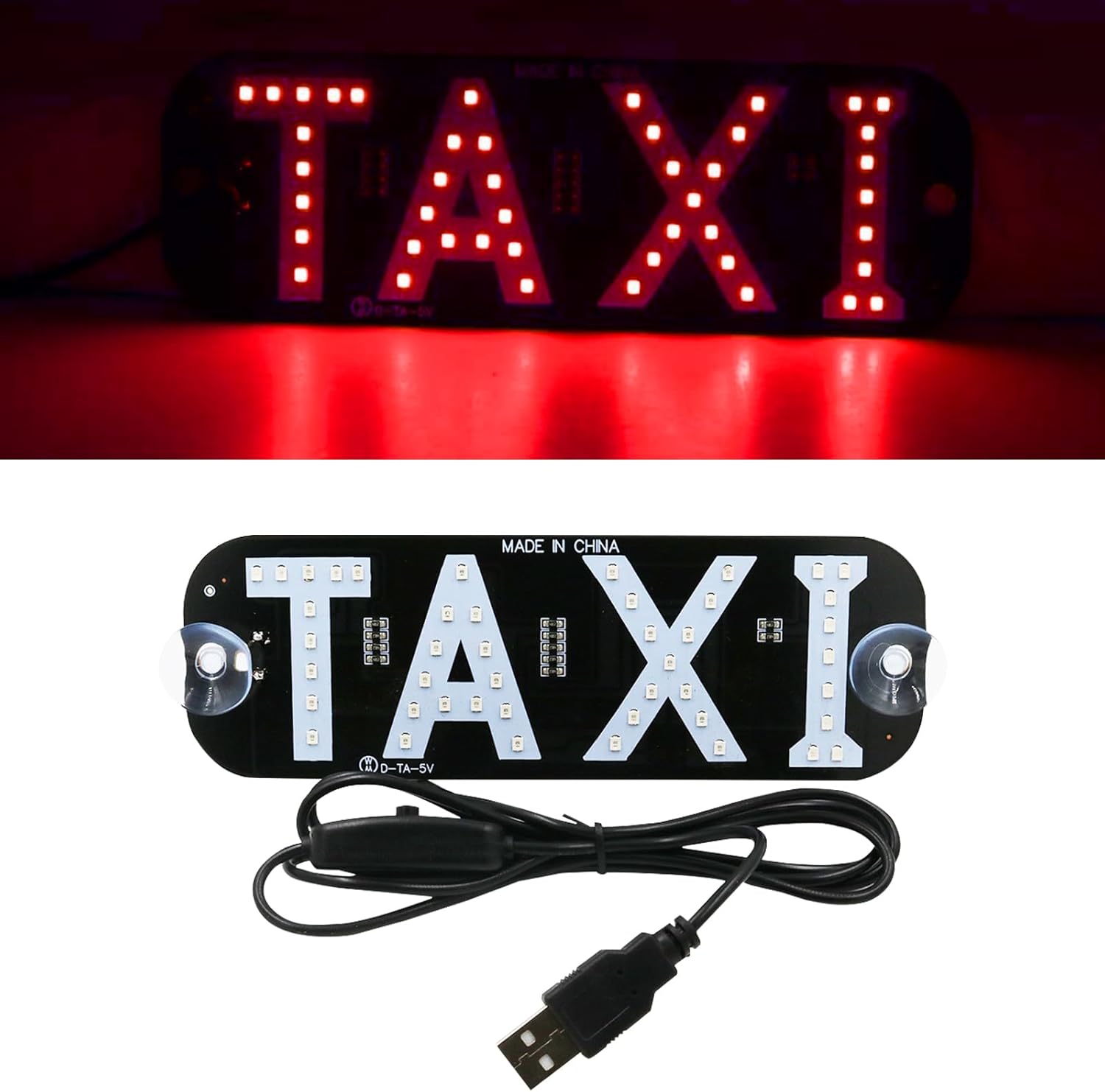 1 luz de taxi de 7.4 x 2.5 pulgadas, logotipo de luz LED de taxi intercambiable, decoración LED de taxi de PVC, lámpara de luz de taxi inversor de