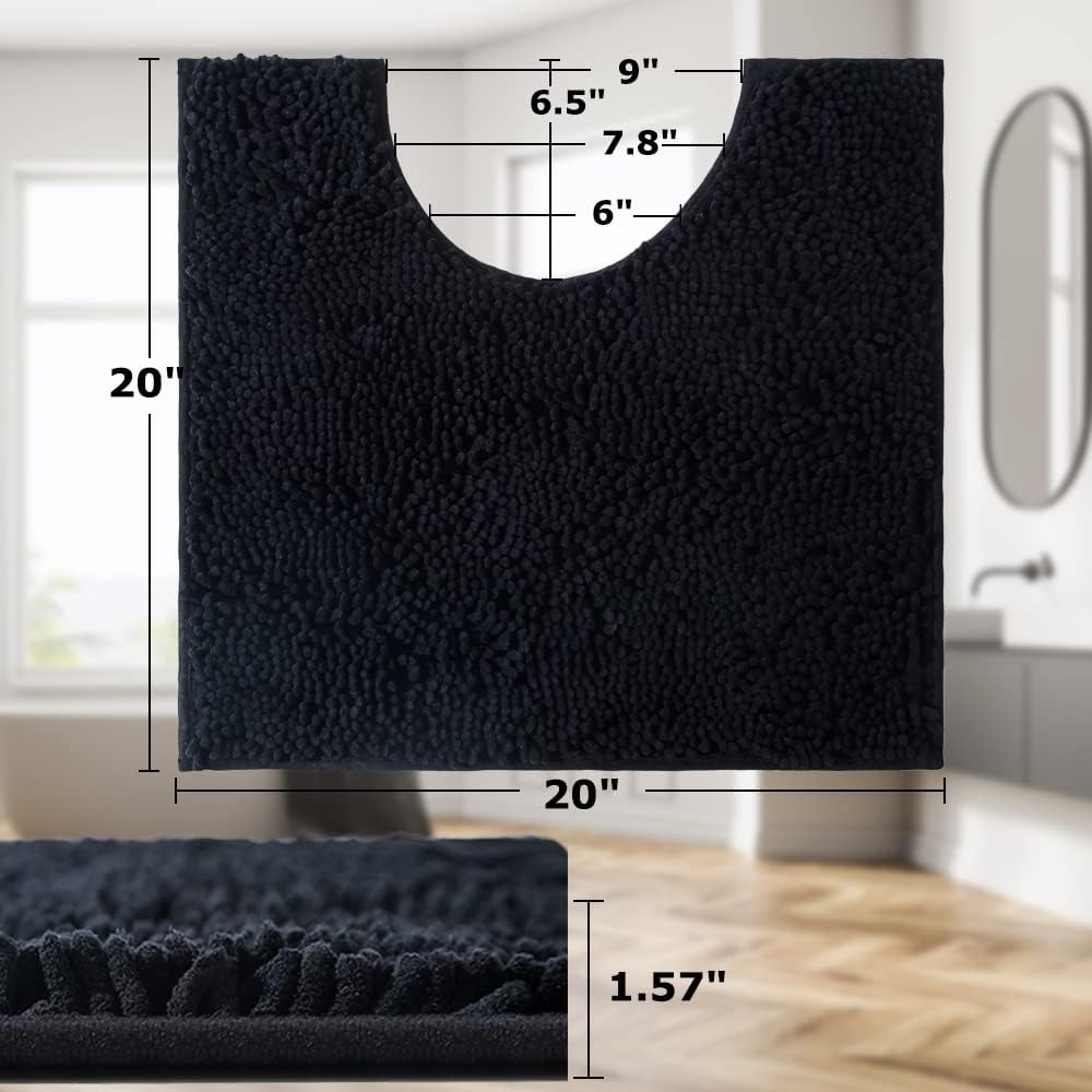 Alfombras de baño de felpilla en forma de U, extrasuaves y absorbentes, antideslizantes, de felpa lanuda para baño, lavable a máquina, alfombras de