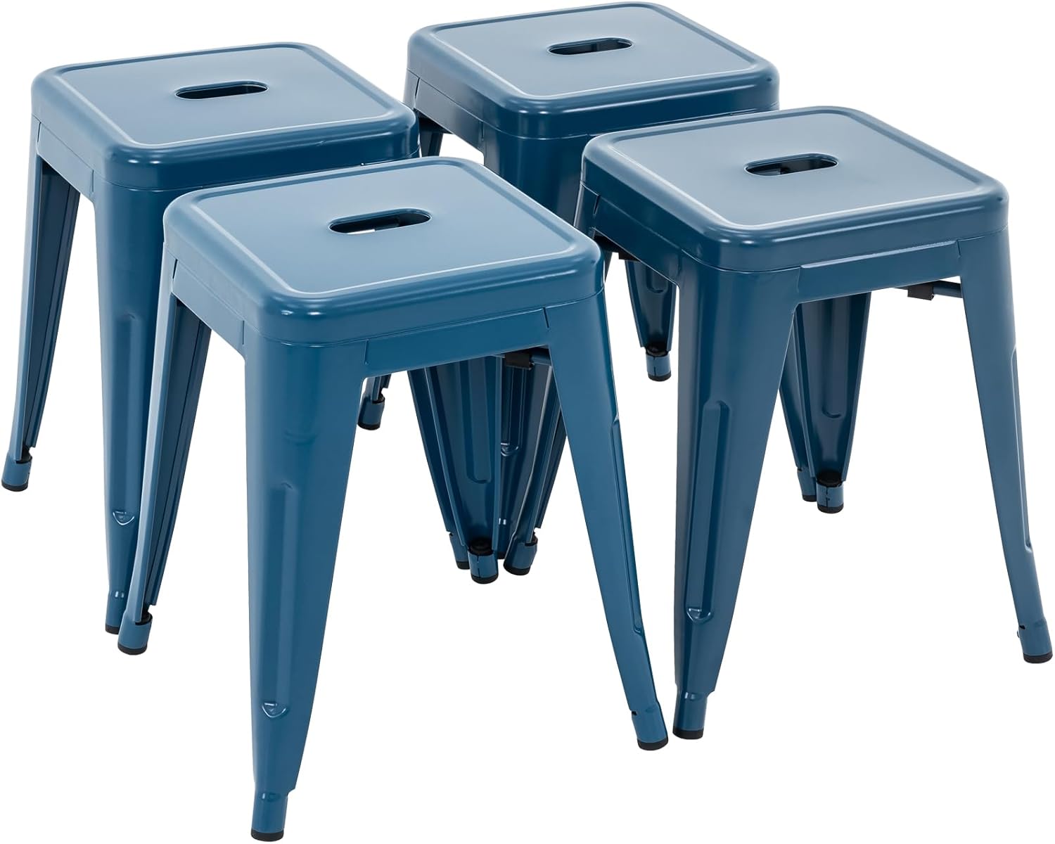 Brage Living Juego de 4 taburetes industriales de metal de 18 pulgadas, taburetes apilables para aula, sillas de comedor de metal sin espalda para
