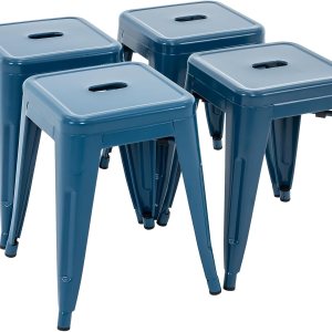 Brage Living Juego de 4 taburetes industriales de metal de 18 pulgadas, taburetes apilables para aula, sillas de comedor de metal sin espalda para Brage Living Juego de 4 taburetes industriales de metal de 18 pulgadas, taburetes apilables para aula, sillas de comedor de metal sin espalda para