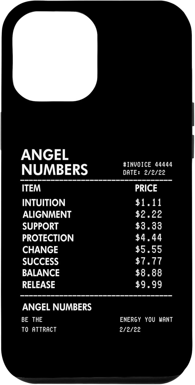 iPhone 14 Pro Max Angel Numbers Recibo 111 222 333 444 Estuche de numerología espiritual