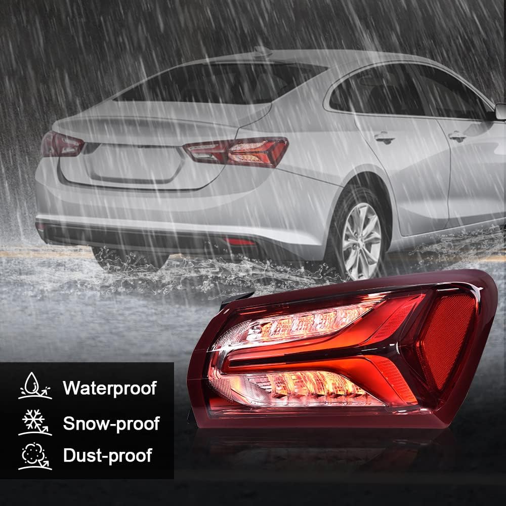 G-PLUS Lámpara de luz trasera LED compatible con Chevy Malibu 2019 2020 2021 2022 exterior derecha derecha lateral del pasajero, luces traseras,