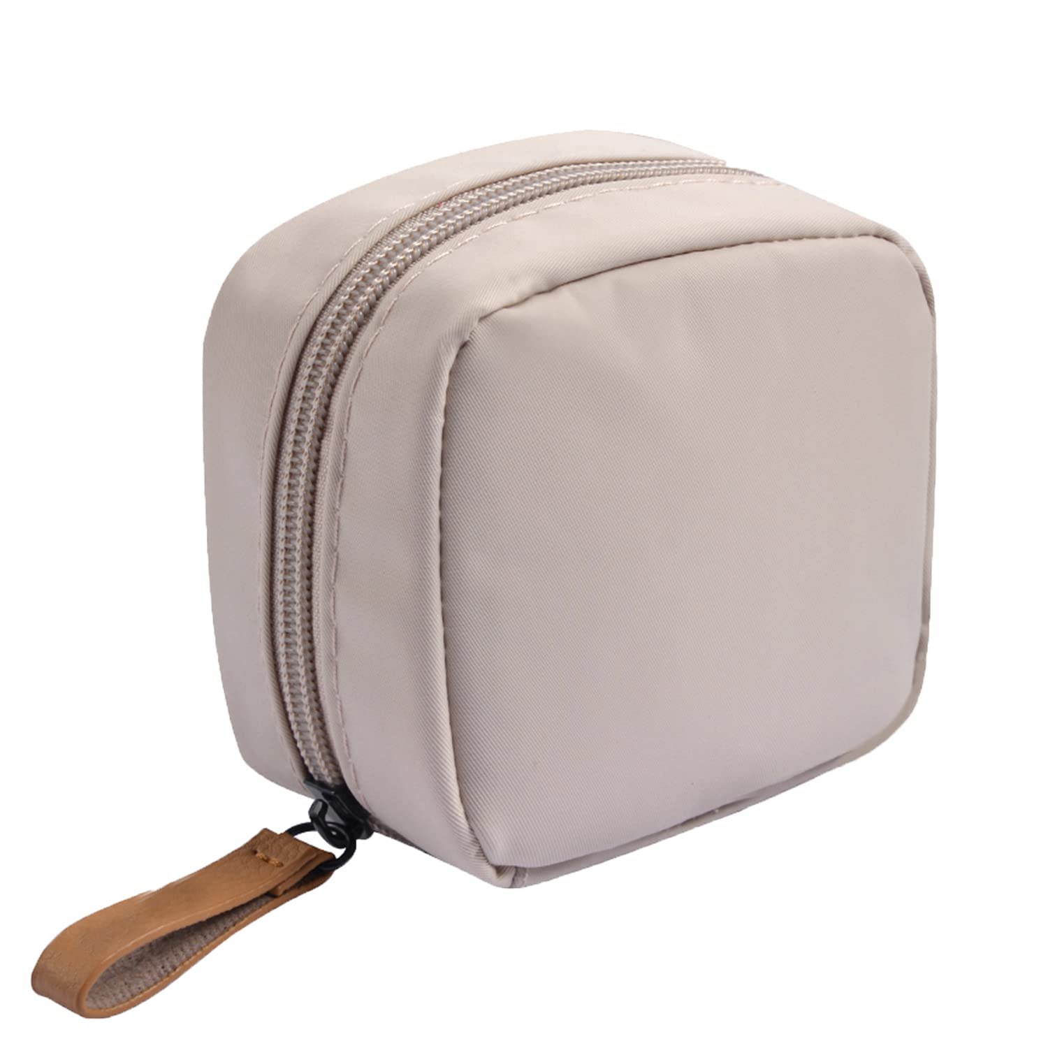 Hekyip Mini bolsa de cosméticos, bolsa de maquillaje de viaje, bolsa portátil impermeable para cosméticos para niñas y mujeres, mini (beige mini)