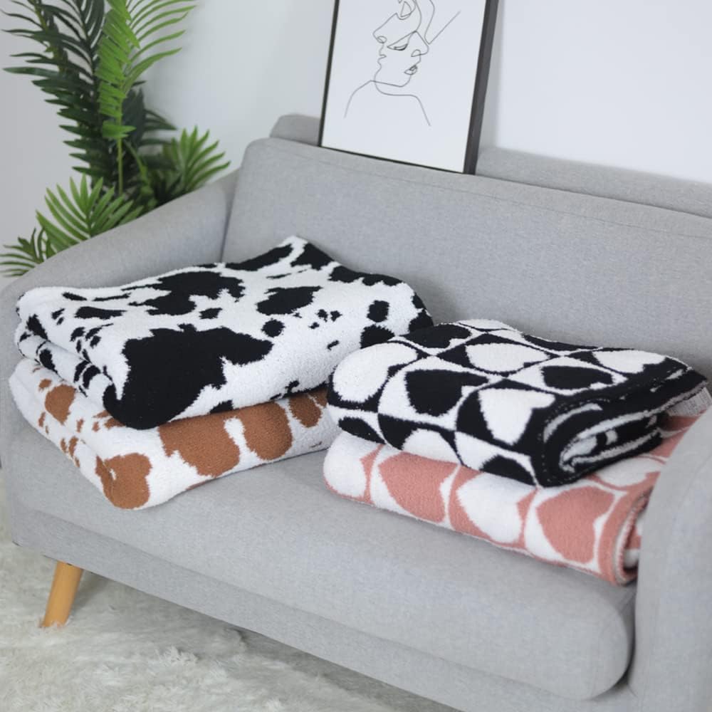 Viviland Manta  Manta mullida de cuadrícula de ajedrez, tejida suave y acogedora manta de microfibra cálida para sofá, cama, viajes a casa (amor