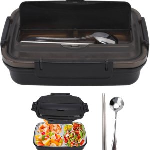 Niiyen Lonchera portátil de acero inoxidable 304 Bento Box Lunch Containers Caja de almacenamiento de alimentos con 4 compartimentos vajilla para Niiyen Lonchera portátil de acero inoxidable 304 Bento Box Lunch Containers Caja de almacenamiento de alimentos con 4 compartimentos vajilla para