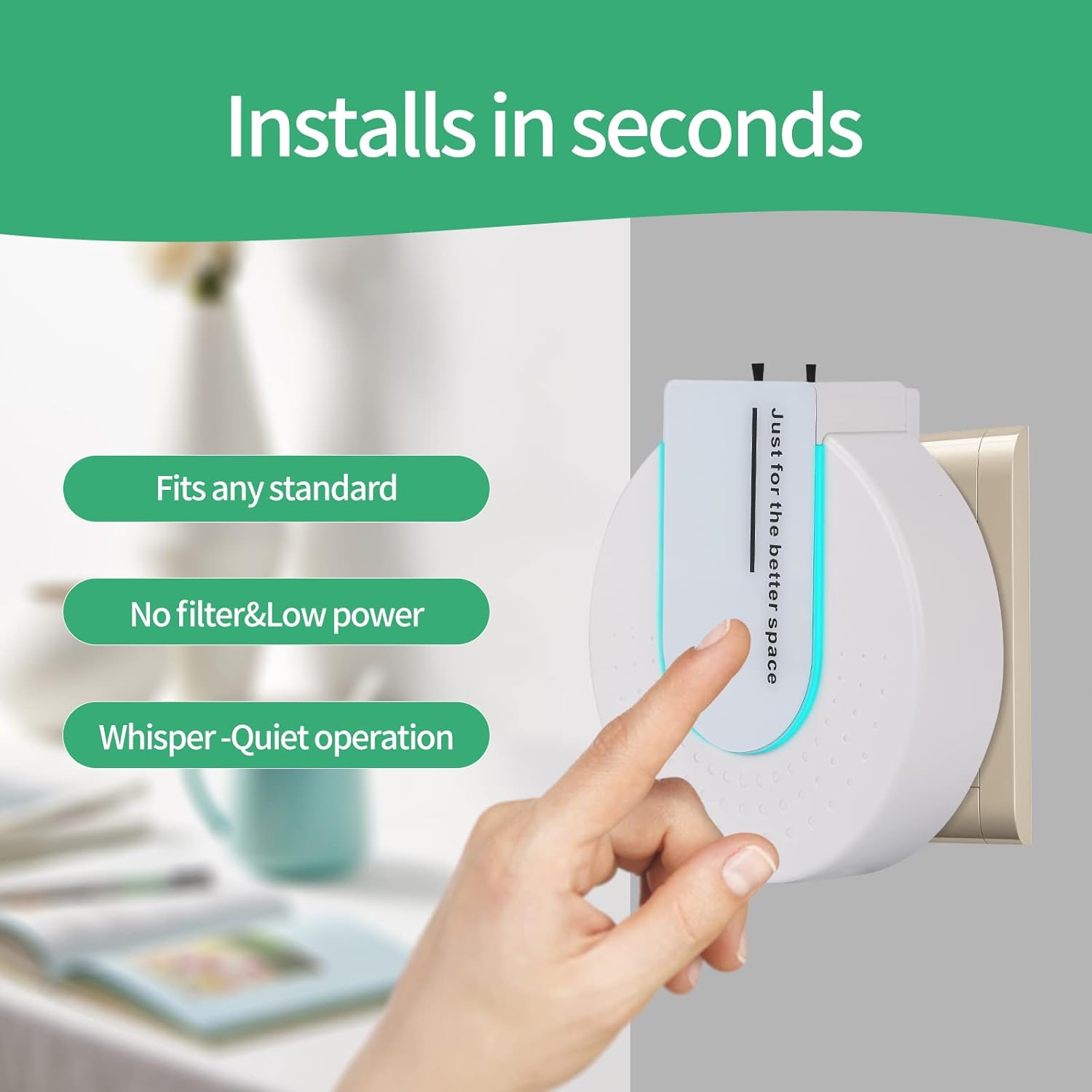 Enchufe de iones negativos, generador de iones negativos portátil para el hogar, aniones para habitaciones con olor y humo, generalmente se utiliza