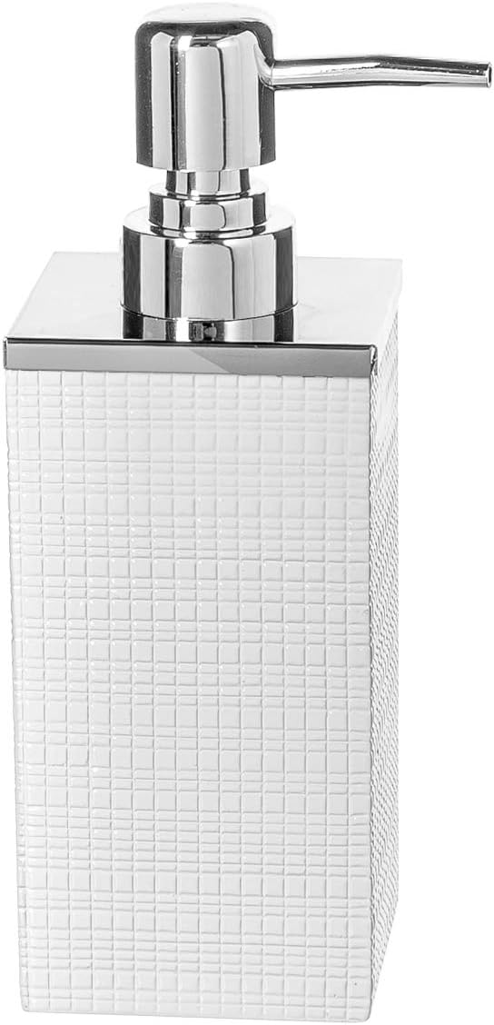 Creative Scents Dispensador de jabón líquido blanco para baño, dispensador decorativo de loción de manos con bomba fuerte para encimera de tocador,