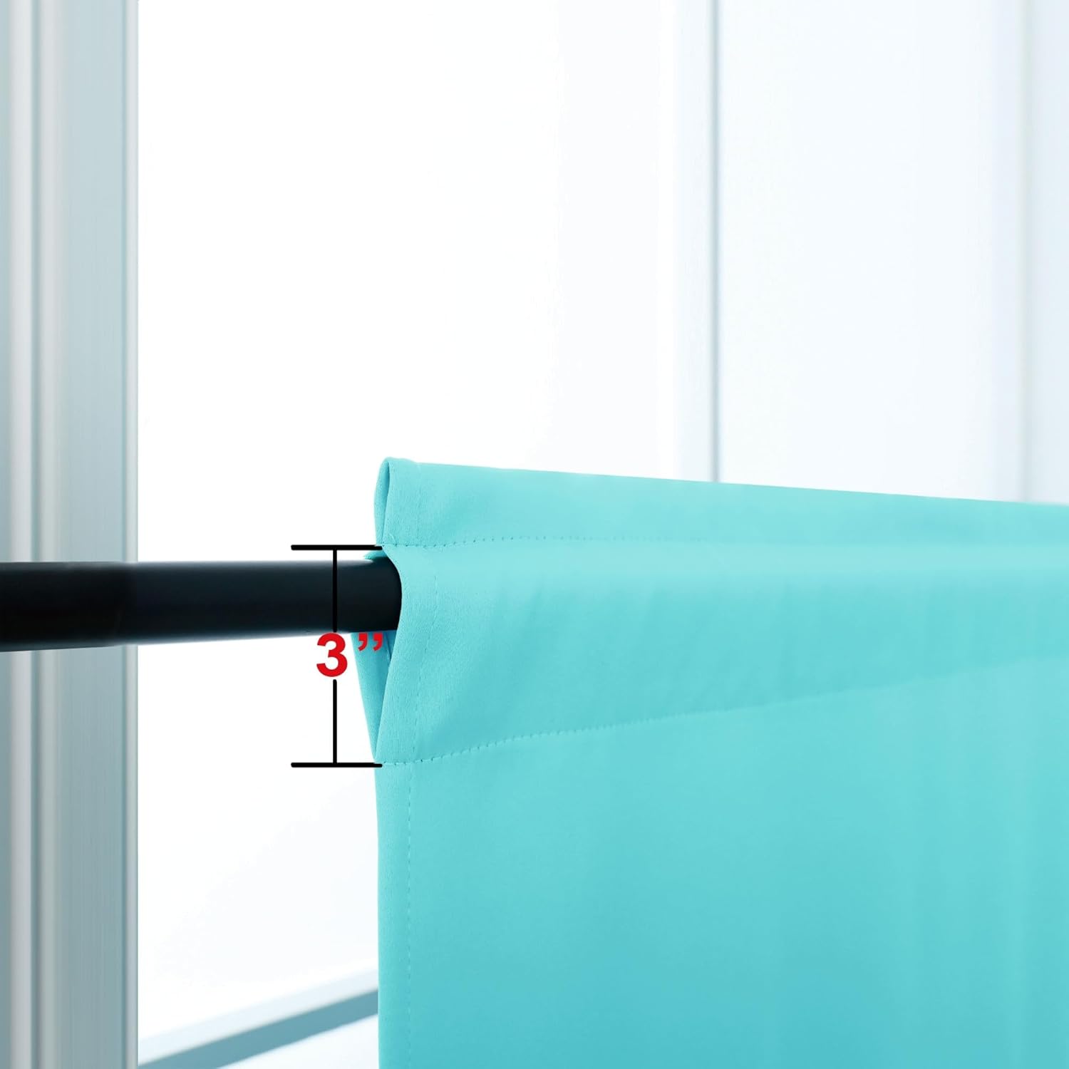 Cortinas cortas color turquesa de 30 pulgadas de largo para ventana de baño, cocina, juego de 2 paneles opacos para oscurecer la habitación,