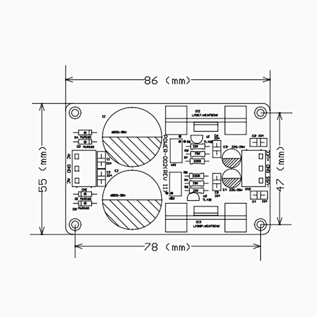Fuente de alimentación regulada lineal de alta precisión LM317 LM337 TL431.