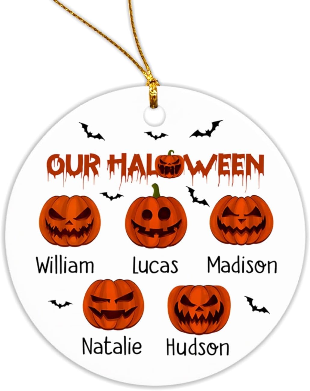Adorno de Halloween personalizado para miembros de la familia, adorno de calabaza para Halloween, adorno de calabaza espeluznante de Halloween,