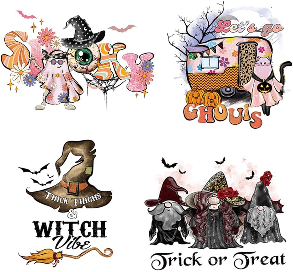 Parches para planchar de Halloween, calcomanías de transferencia de calor, calabaza fantasma, truco o trato, lindas calcomanías para decoración de