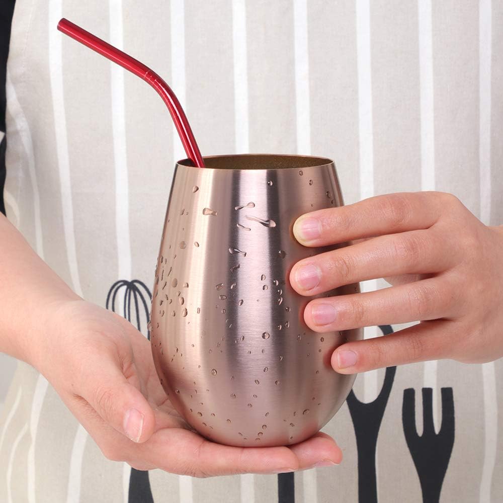 Copa de vino de acero inoxidable de 17 onzas, vaso de vino portátil al aire libre para la piscina, camping, comidas al aire libre, viajes, juego de
