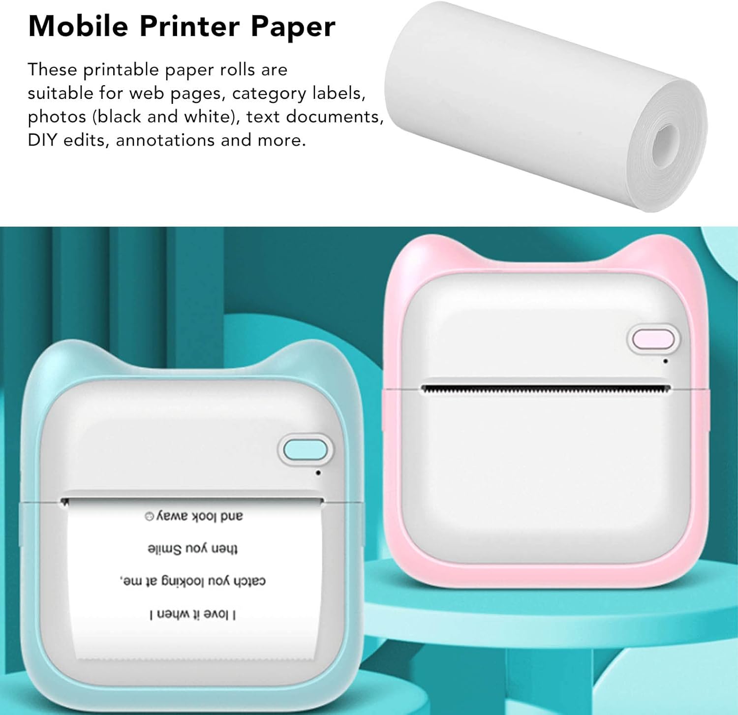 10 rollos de papel térmico para impresora térmica, 2.24 x 0.98 pulgadas, papel térmico termosensible blanco imprimible para impresora pequeña