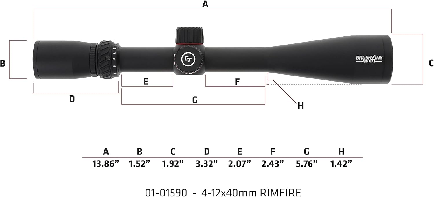 Crimson Trace Brushline Riflescope con construcción ligera y sólida, tapas de alcance y paño de lente para caza, disparo y al aire libre