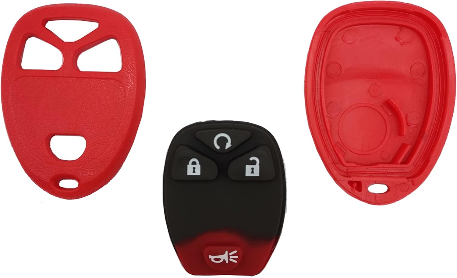 J-ACCES – Funda de repuesto para llavero de automóvil para GM GMC Chevrolet Chevy Buick de 4 botones, cubierta de almohadilla de entrada sin llave