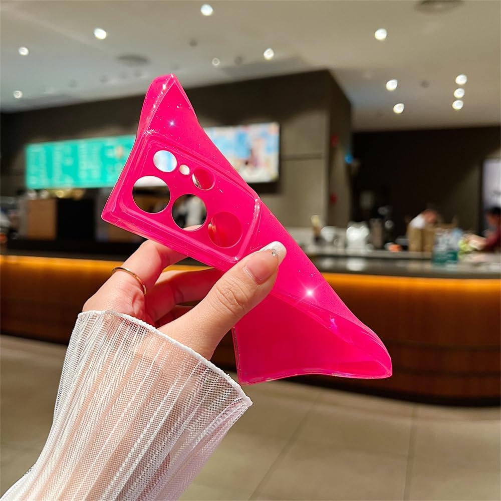 aowner Funda diseñada para Samsung Galaxy S21 Ultra, con purpurina de cristal líquido, bonita funda protectora de color neón brillante, protección