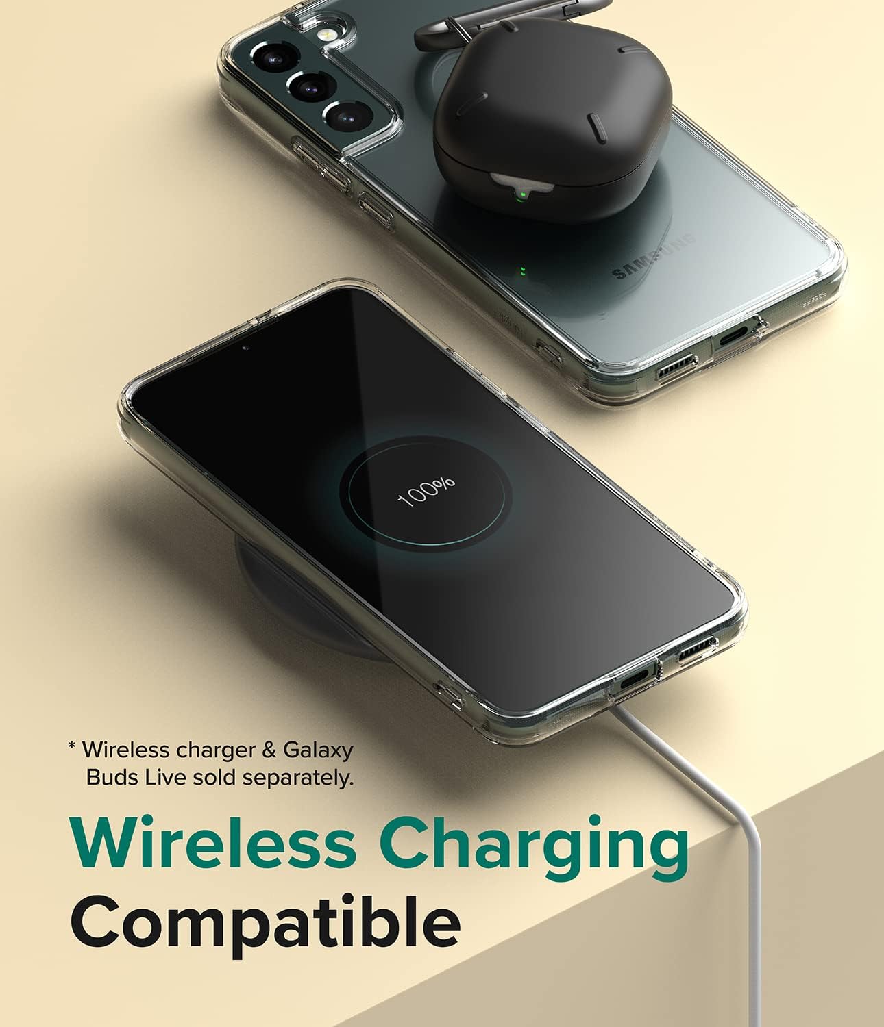 Ringke Fusion – Funda compatible con Samsung Galaxy S22 Plus 5G (2022), parte trasera rígida transparente antiamarilleamiento con funda protectora a