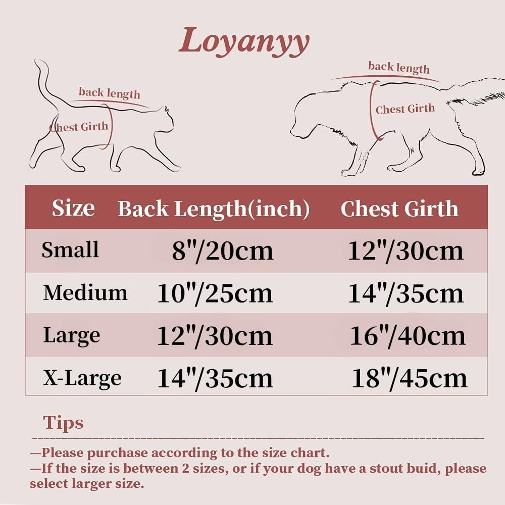 Loyanyy Pijama de algodón para perro, suéter cálido para perro, lindo mameluco elástico para gatos, overol de invierno para niñas y niños, elegante