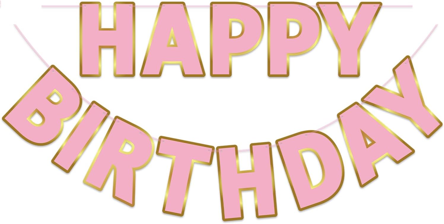 Cartel de feliz cumpleaños de oro rosa  pre-encordado, 9 pies, sin bricolaje  Decoraciones de cumpleaños  Cartel de feliz cumpleaños para decoración