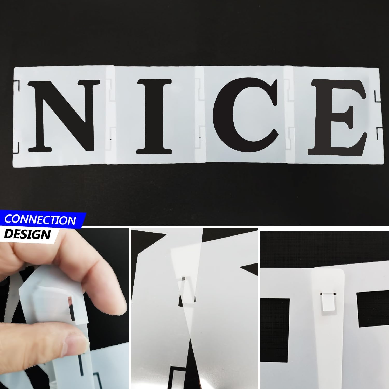 3” Letter Stencils, 36 Pcs Alphabet Art Craft Stencils, Reusable Plastic Number Templates Letter Stencils for Painting on Wood, Wall, Fabric, Rock,