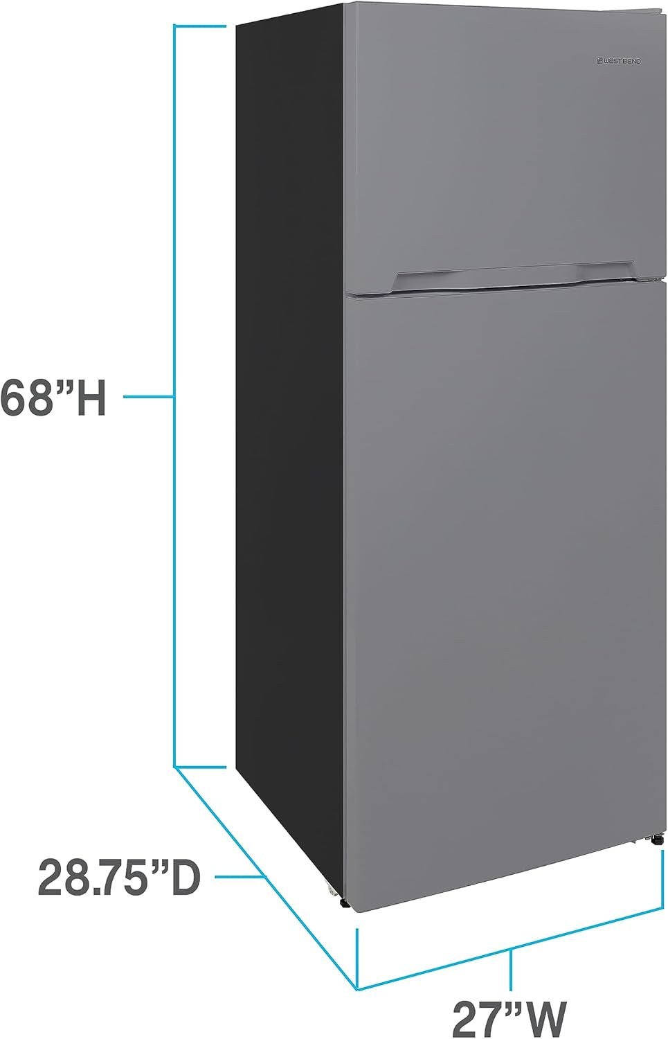 West Bend Refrigerador Frost Free de tamaño de apartamento, 14.3 pies cúbicos, metálico