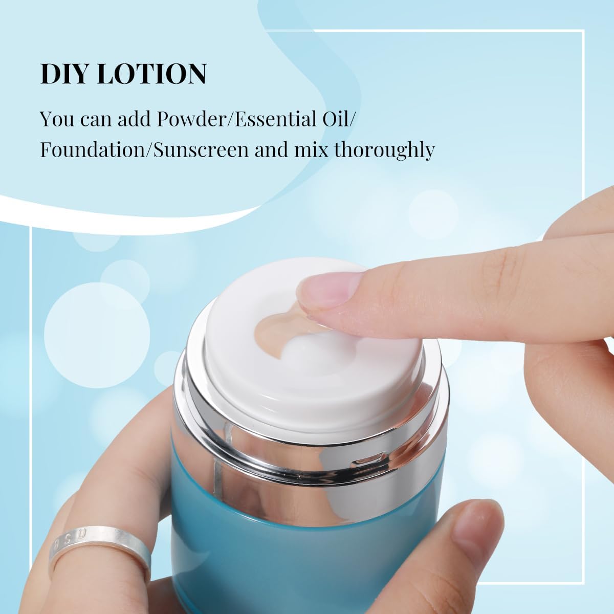 Paquete de 2 recipientes hidratantes de viaje, tarros de bomba sin aire de 1 oz, recipiente recargable para el cuidado de la piel facial, recipiente
