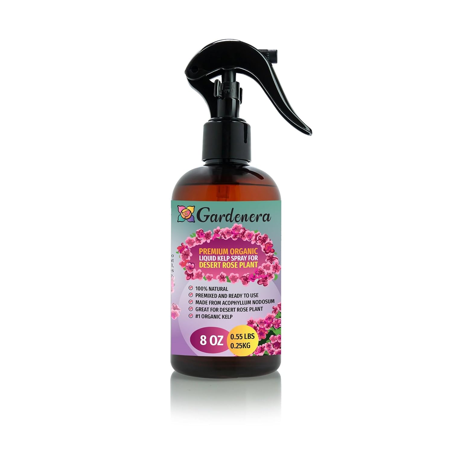 Gardenera Spray orgánico de algas líquidas prémium para rosa del desierto, 8 onzas, espray orgánico de superalimentos para mejorar las flores y el