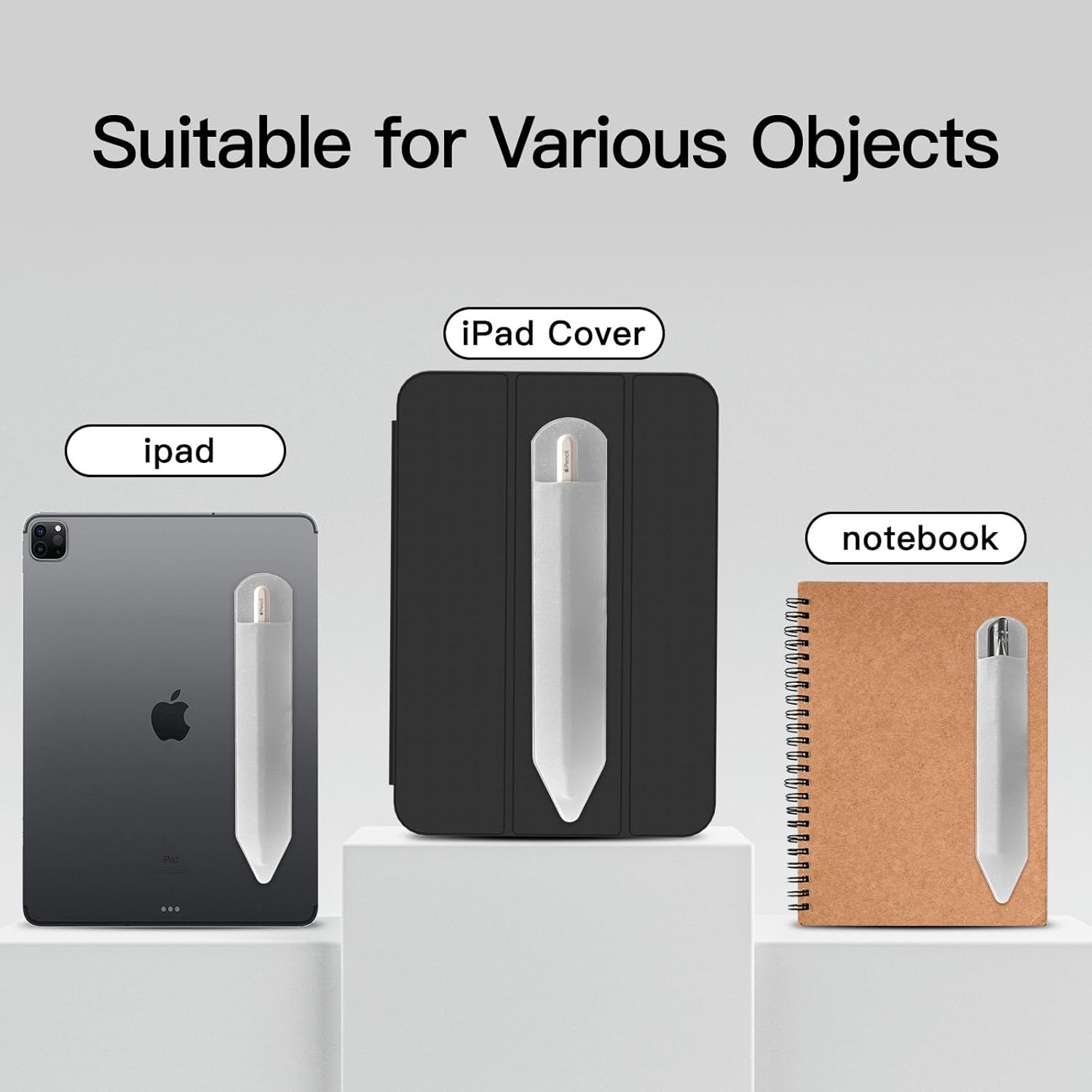 Portalápices universal para Apple Pencil de 1 y 2 generación, bolsillo elástico con ranura para accesorios, se fija de forma segura a la funda del