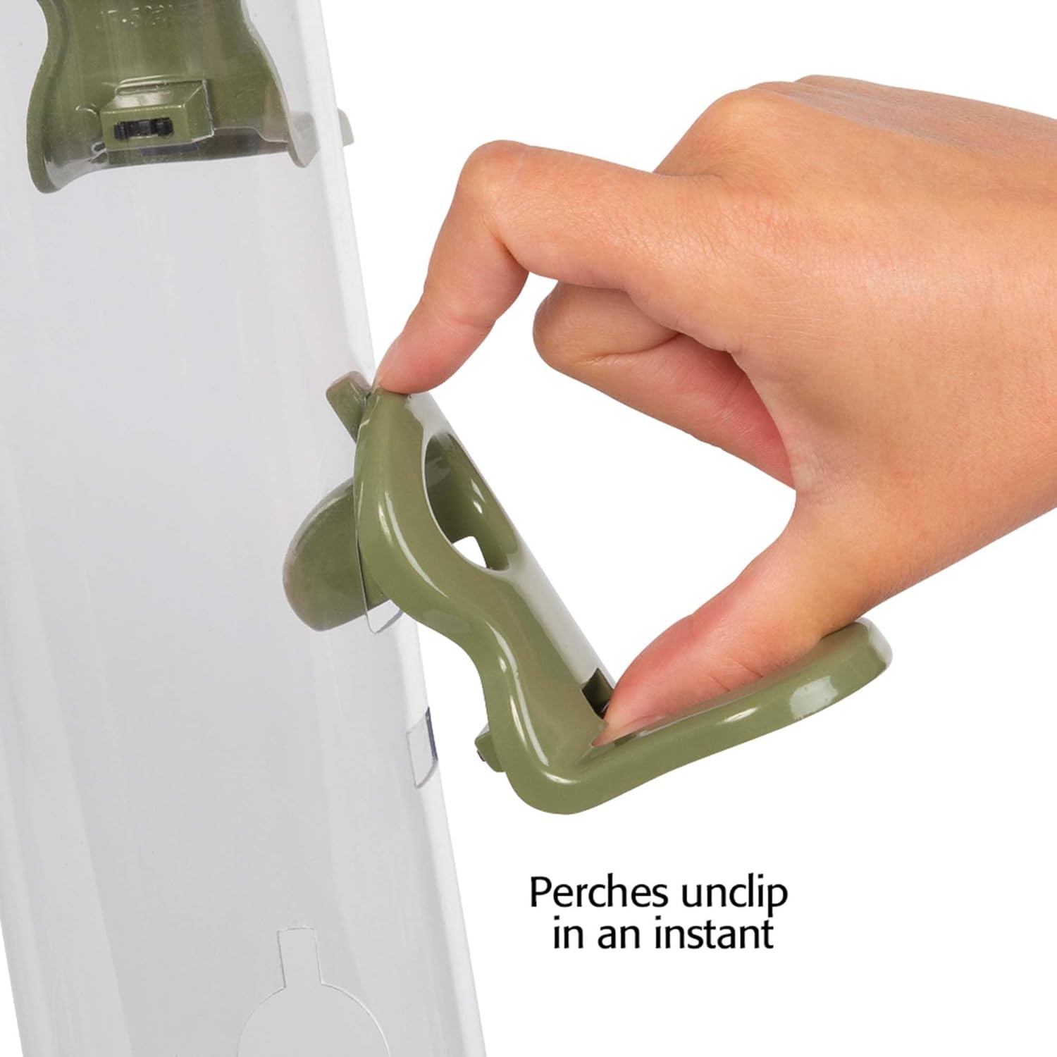 Flo Lifetime – Comedero para pájaros fácil de limpiar para semillas con tubo ancho, metal, verde, pequeño FLL-S1G