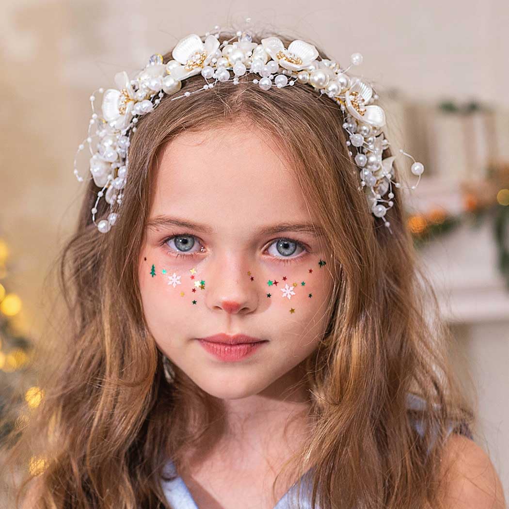 GORAIS Diadema de novia con perlas doradas, accesorios para el cabello de vid iluminados para novias y niñas de flores