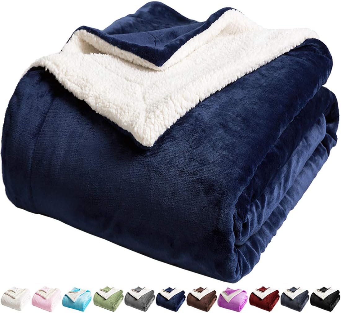 LBRO2M Manta de cama de forro polar sherpa, tamaño King, súper suave, mullida, cálida, acogedora, de microfibra esponjosa, manta de terciopelo doble
