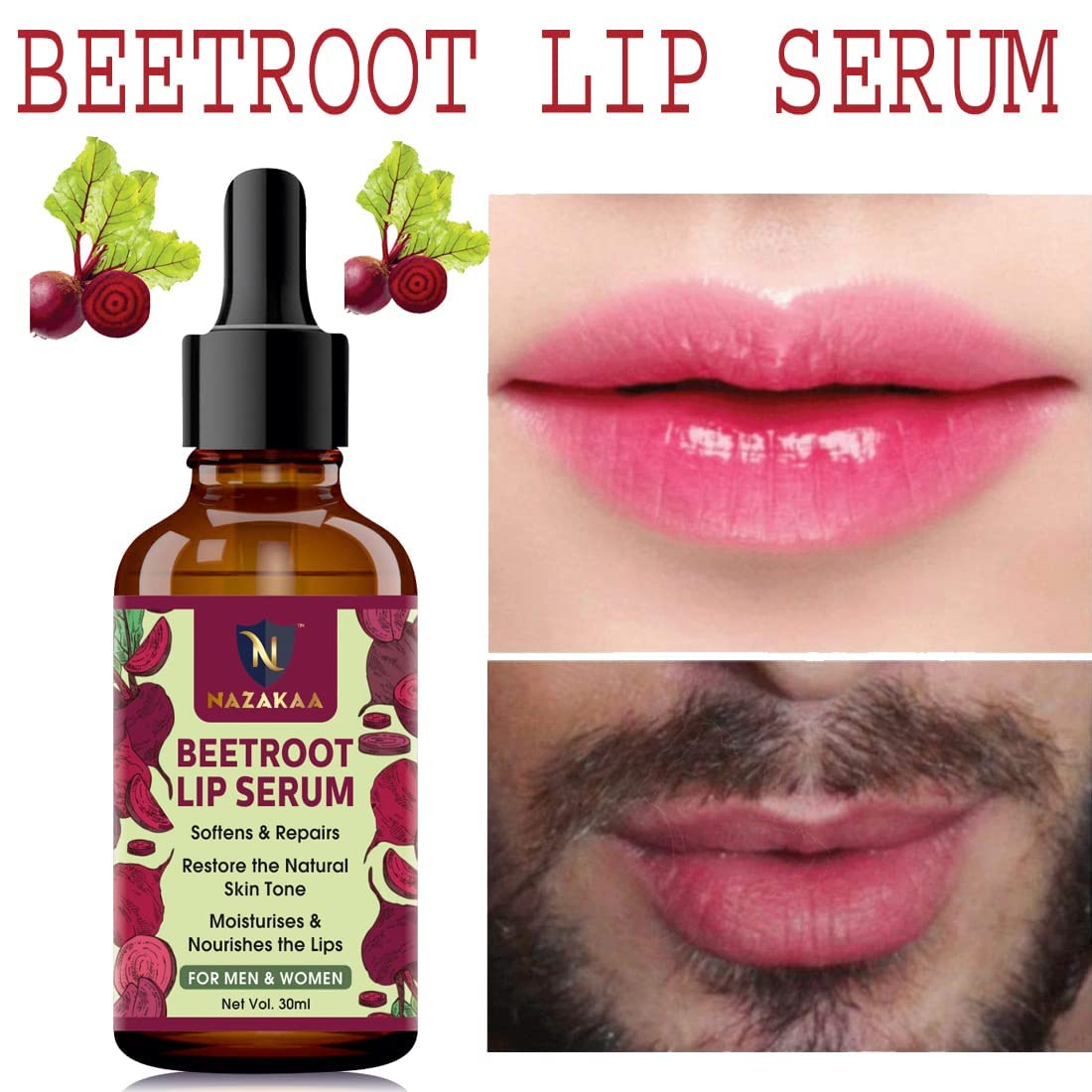 Suero de labios iluminador de remolacha para aclarar los labios y para labios secos, 1.0 fl oz