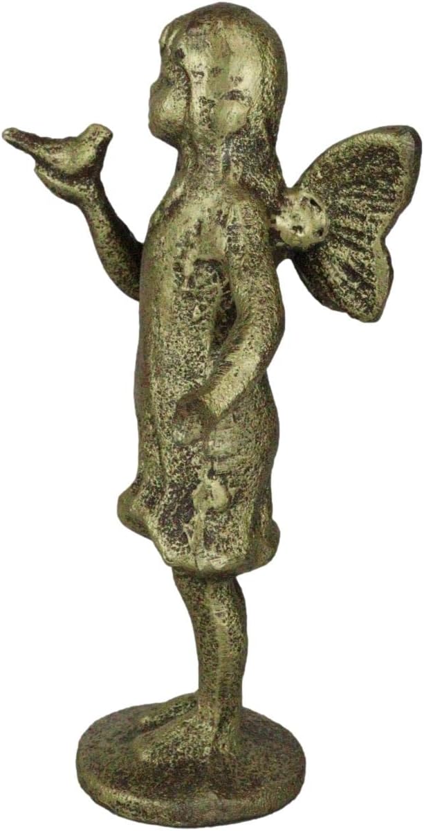 Ebros Gift Hierro fundido rústico con acabado antiguo encantado de hadas de jardín de hadas con figura de pájaro azul de 7 pulgadas de alto, ideas