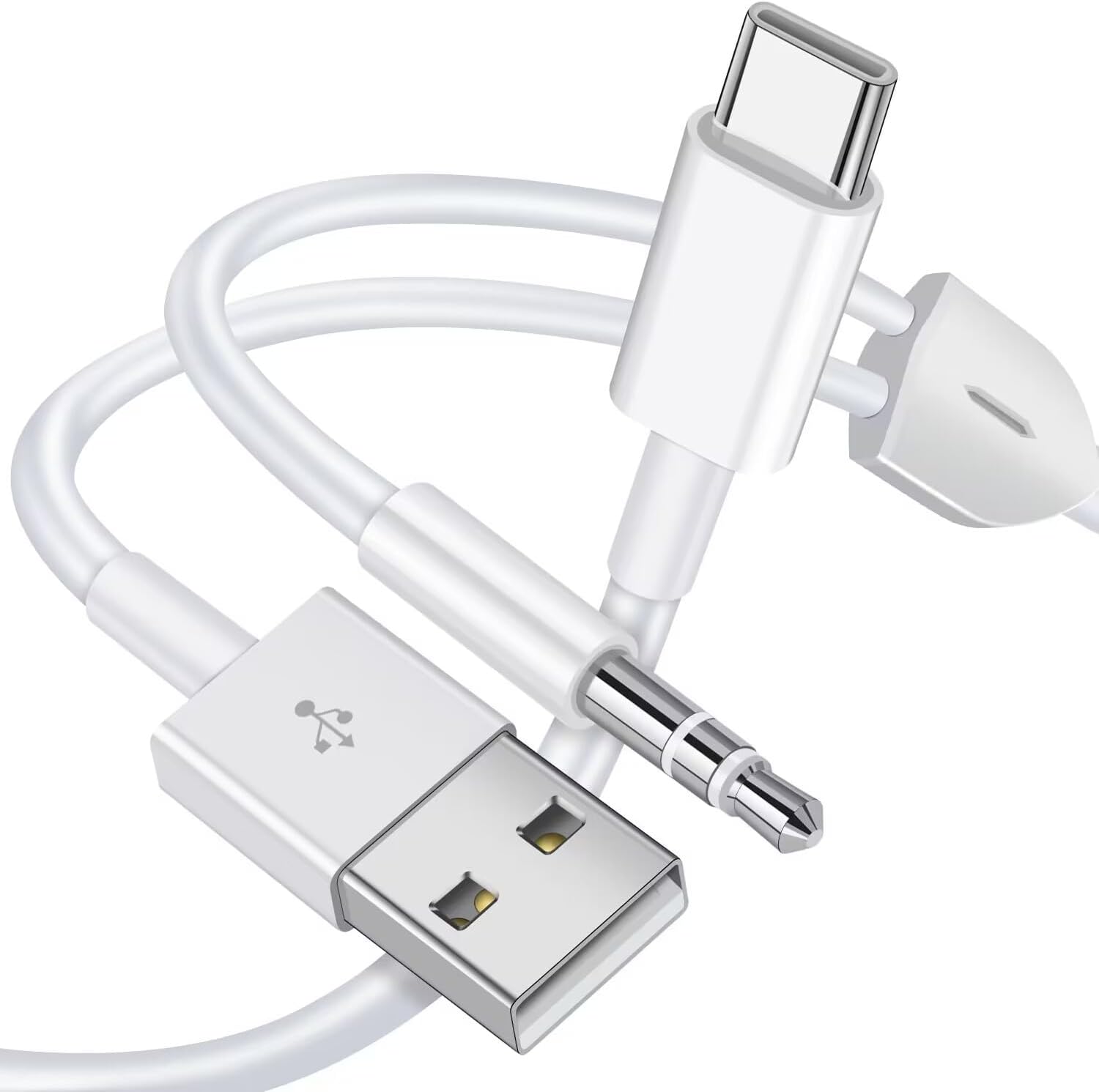 Cable auxiliar USB C a 0.138 in con cargador, 2 en 1 USB C a 0.138 in para auriculares estéreo de automóvil con carga PD de 18 W compatible con
