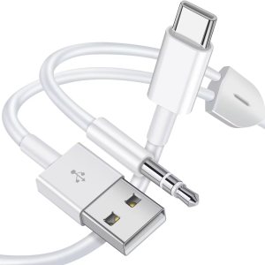 Cable auxiliar USB C a 0.138 in con cargador, 2 en 1 USB C a 0.138 in para auriculares estéreo de automóvil con carga PD de 18 W compatible con Cable auxiliar USB C a 0.138 in con cargador, 2 en 1 USB C a 0.138 in para auriculares estéreo de automóvil con carga PD de 18 W compatible con