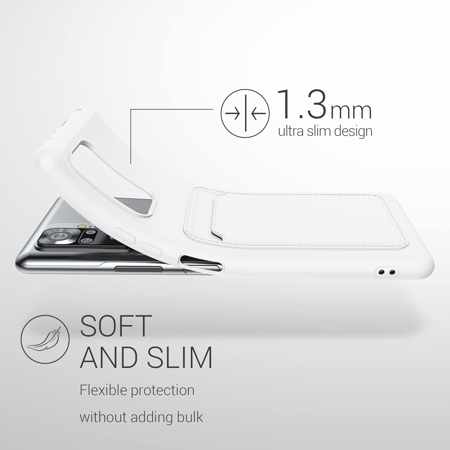 kwmobile Funda compatible con Xiaomi Redmi Note 10 Pro – Funda de teléfono TPU con tarjetero de crédito – Blanco