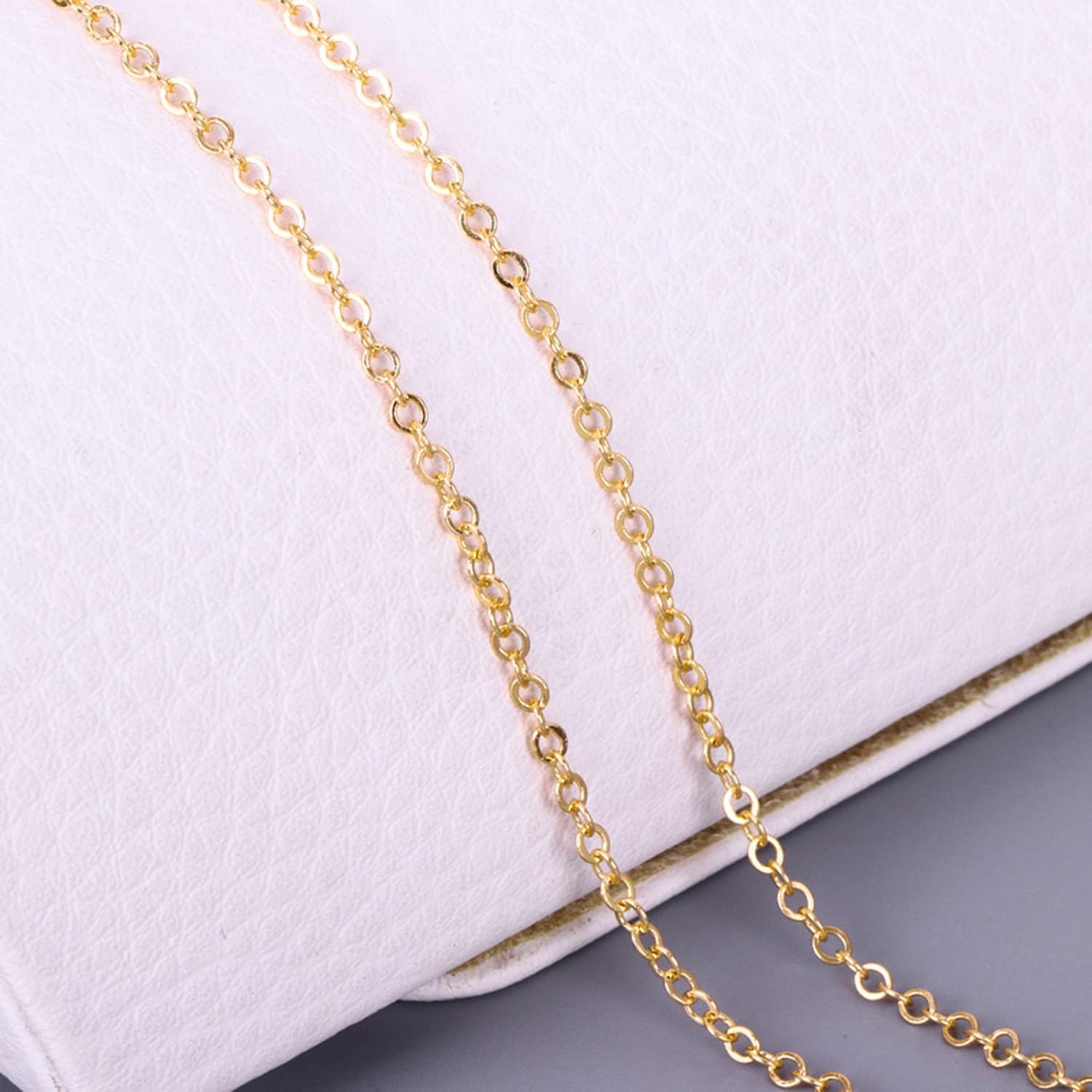 Jishi Cadena de oro de 33 pies de acero inoxidable de 0.079 pulgadas para hacer collares, aretes, pulseras, suministros de manualidades, suministros