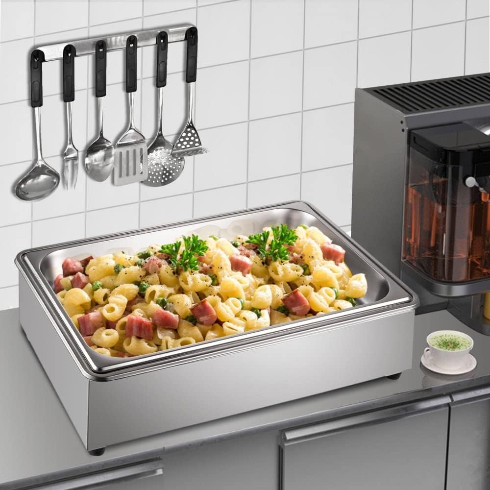 Mesa de vapor comercial para calentar alimentos con tapa, calentadores eléctricos de sopa de 1 olla de tamaño completo, equipo de buffet Bain Marie