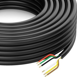 Cable de arnés de cable de remolque de 50 pies, resistente, 14 AWG, 6 cables de enganche de remolque de caravana de PVC individualmente flexible Cable de arnés de cable de remolque de 50 pies, resistente, 14 AWG, 6 cables de enganche de remolque de caravana de PVC individualmente flexible