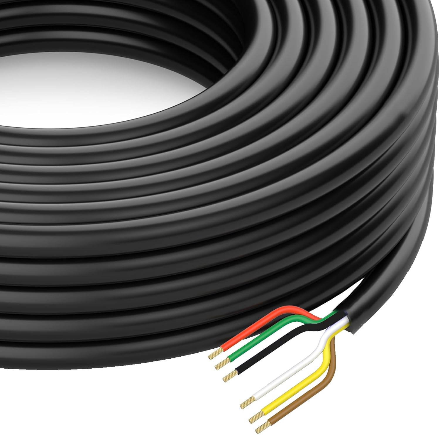 Cable de arnés de cable de remolque de 50 pies, resistente, 14 AWG, 6 cables de enganche de remolque de caravana de PVC individualmente flexible