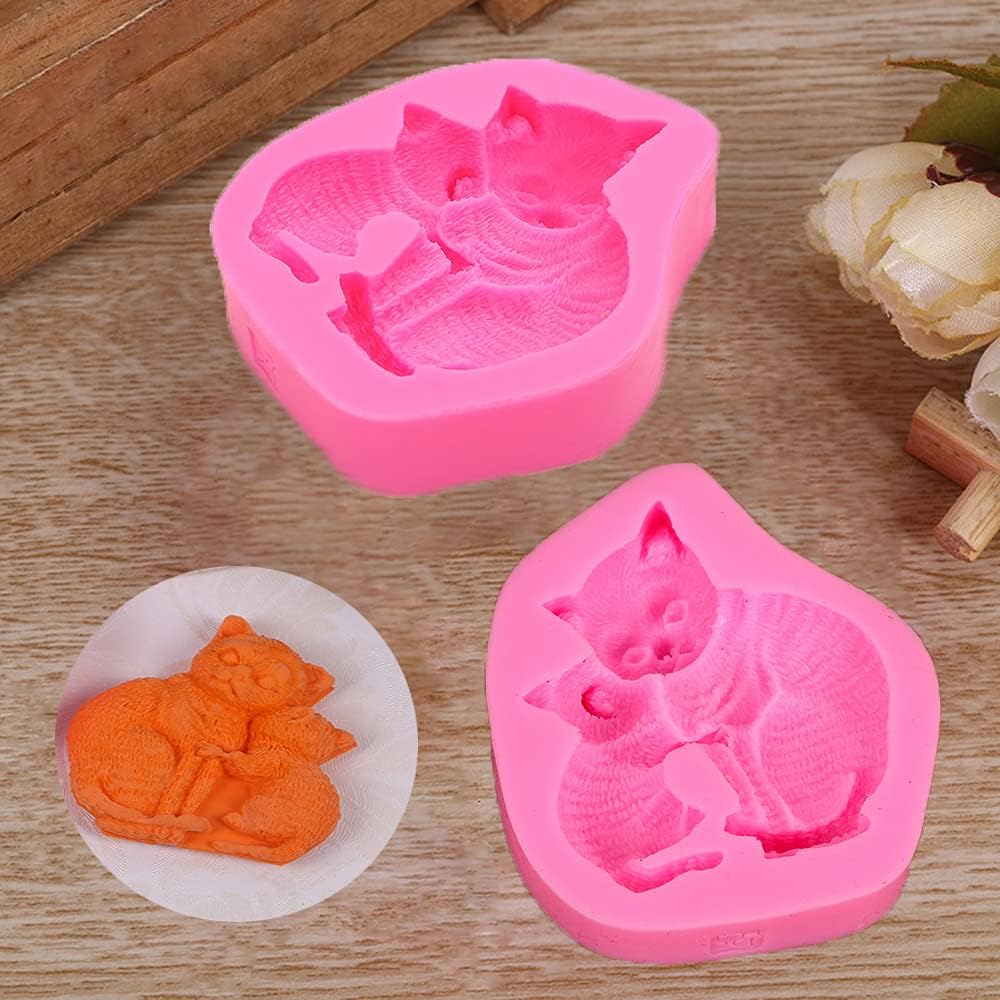 Molde de silicona 3D con forma de gato para abrazar amor maternal para bricolaje, chocolate, dulces, cupcakes, decoración de pasteles, postres,
