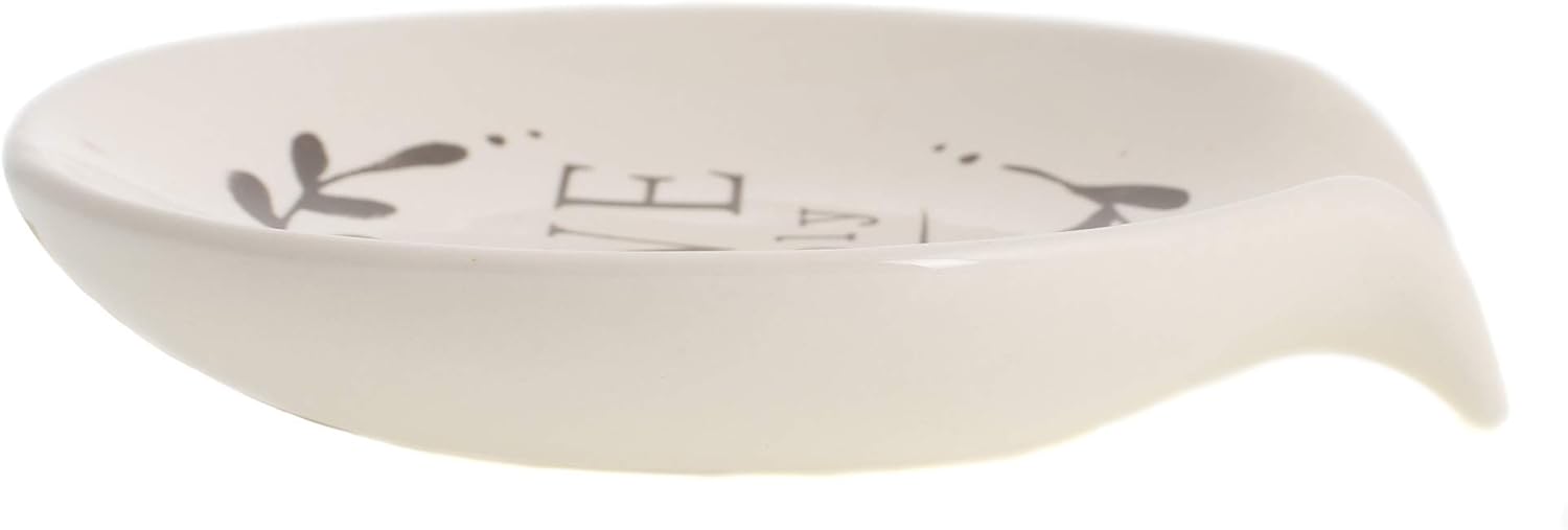 DEMDACO Live Simply Floral – Cucharas de cocina de cerámica blanca brillante de 4.5 x 4 pulgadas