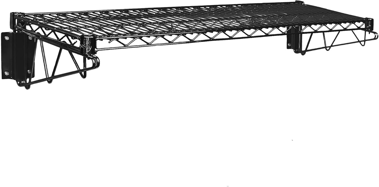Estante de alambre para montaje en pared (epoxi negro, 14 pulgadas de profundidad x 24 pulgadas de ancho)
