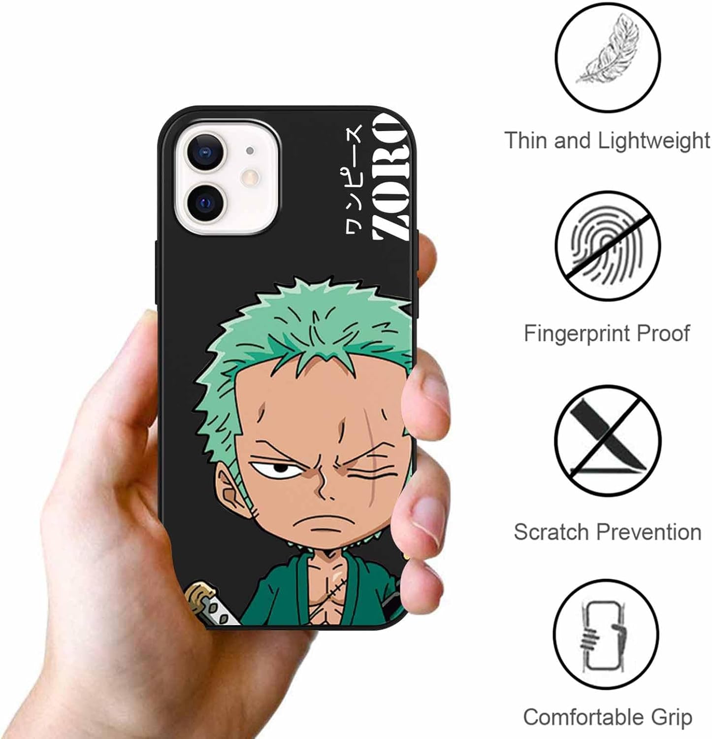 2 fundas de silicona para iPhone 12 Pro  iPhone 12 de 6.1 pulgadas, estampado de personajes de dibujos animados de anime japonés para hombres,