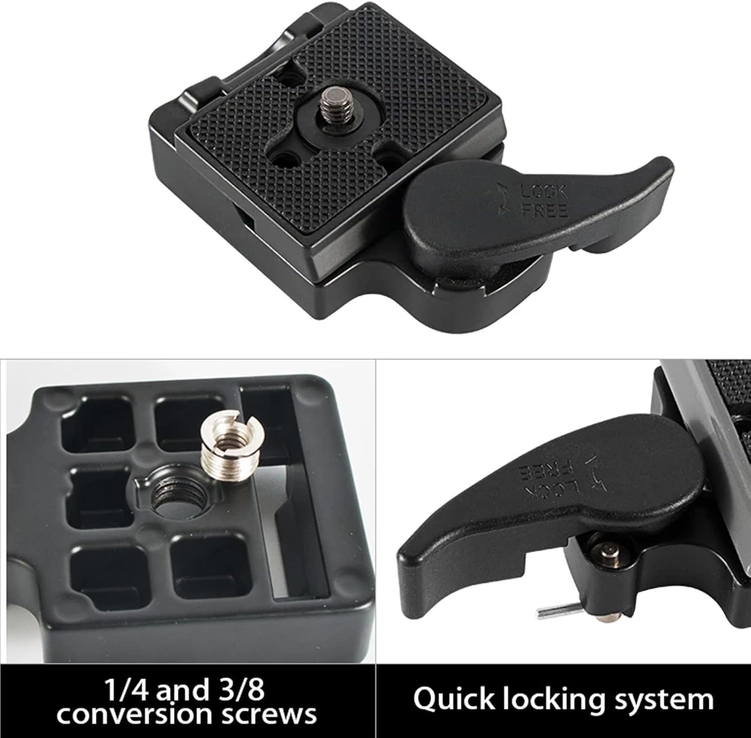 Adaptador de placa de liberación rápida para trípode de cámara con tornillo de 14 pulgadas, adaptador de montaje de cámara 200PL-14 323 para