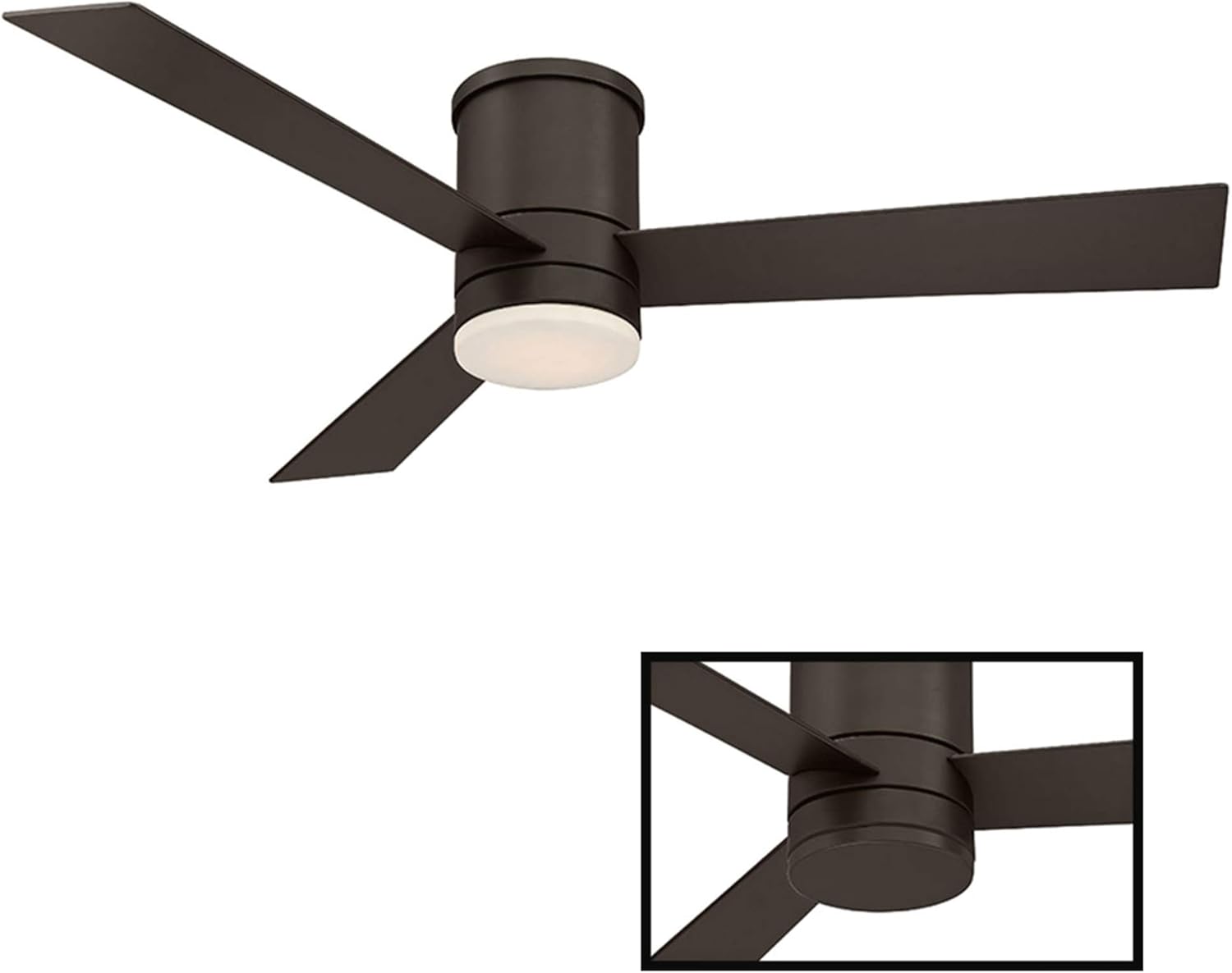 Axis Smart – Ventilador de techo empotrado de 3 aspas para interiores y exteriores, 52 pulgadas, bronce con kit de luz LED de 3500 K y control
