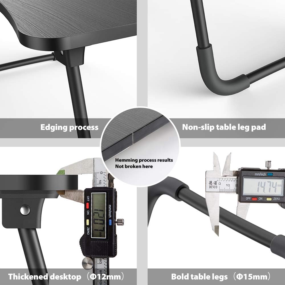 Elekin Escritorio plegable para laptop, escritorio portátil para laptop, mesa de trabajo, mesa de trabajo, bandeja de cama con 4 puertos USBsoporte