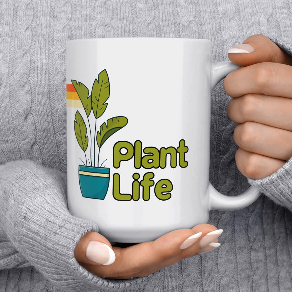 Plant Life Coffee Mug, Houseplant Lover Tea Cup, Gardner Landscape Green Thumb Nature Gift (15oz)