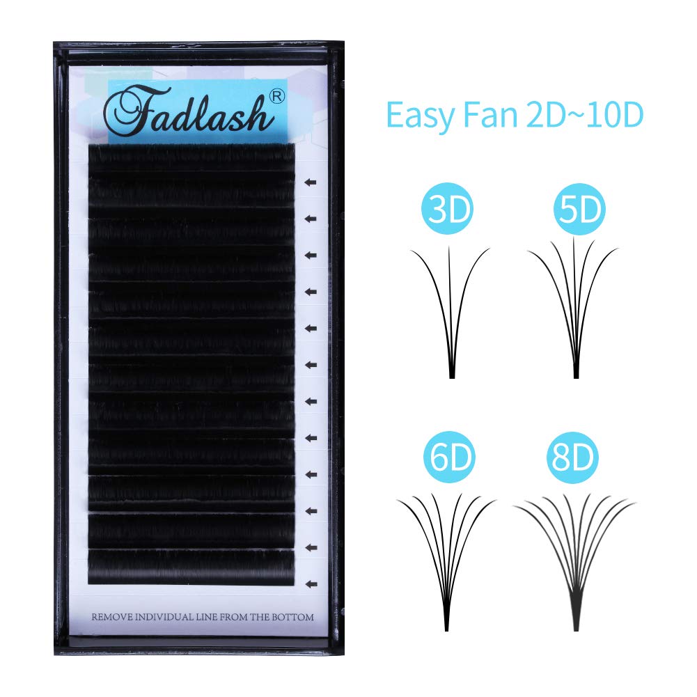 Extensiones de pestañas fáciles de colocar y con volumen, rizado DDD, 2D-10D, 516de pulgada-4564de pulgada de longitud, soportan hasta 194F (0.07mm,